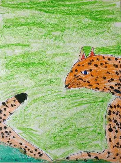 Cheetah hiding in a forest, painting by Viswajith V