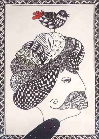 Rajasthani turban, painting by Mayank Agarwal