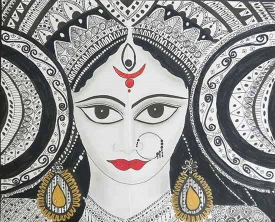 Zentangle Durga Mata, painting by Srishti Sharma