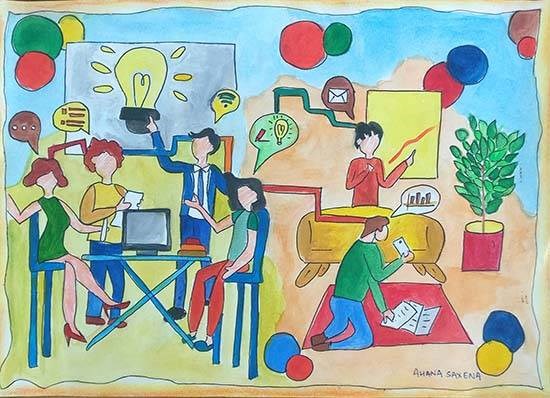 Collaborative Learning, painting by Ahana Saxena
