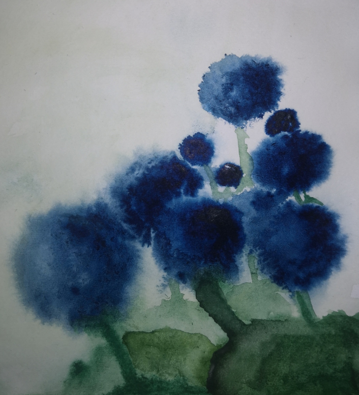 Painting  by Archit Kandpal - Blue Flowers