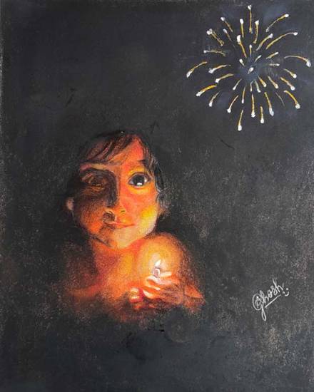 Painting  by Atrayee Ghosh - Joy of Diwali