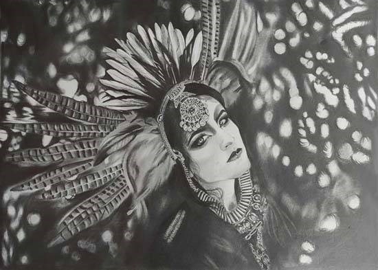 Tribal hereditary look, painting by Mohan Ram