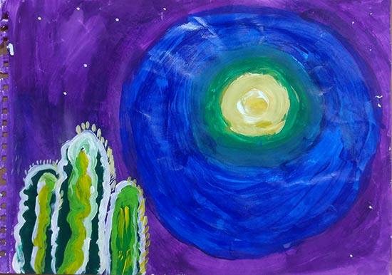 Moonlit Desert, painting by Sahana Subramanyam
