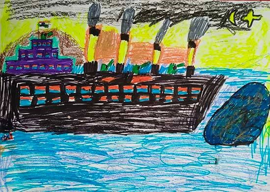 Titanic Ship, painting by R. Aadhitya