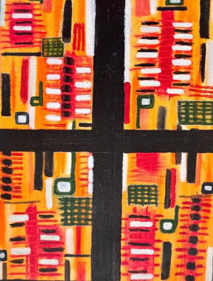 painting by Jayant Kher - Four Windows