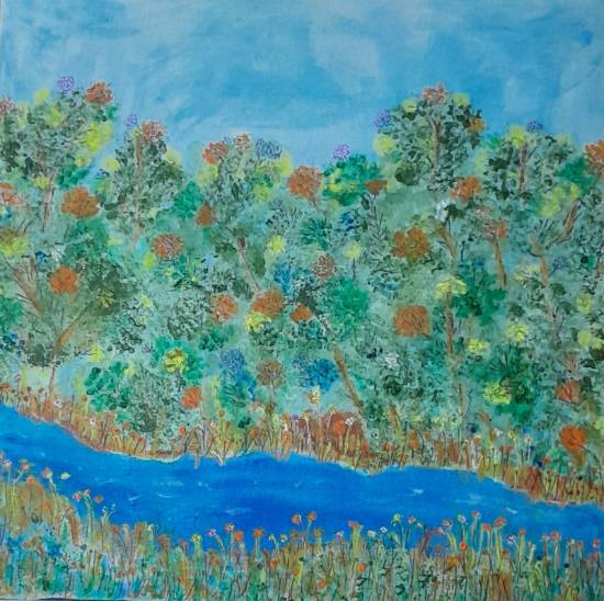 painting by Jayant Kher - Riveside