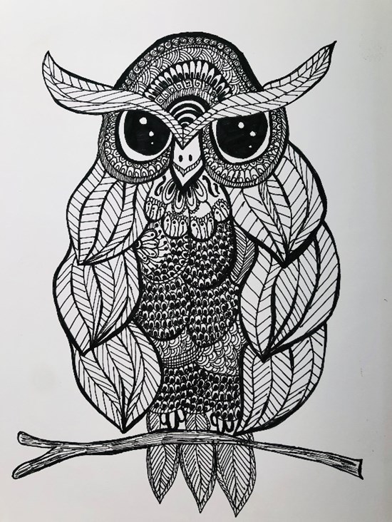 OWL MANDALA, painting by Aditi Ostwal