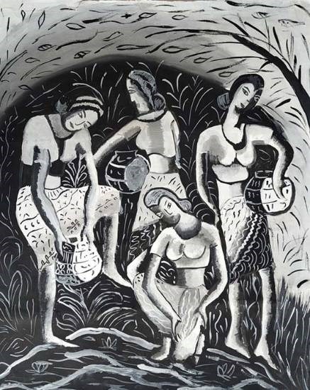 Panghat, painting by Anjali Kotak