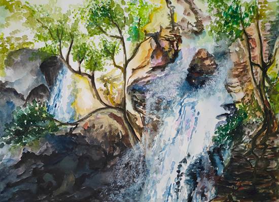 Painting  by Sumit Das - Waterfall