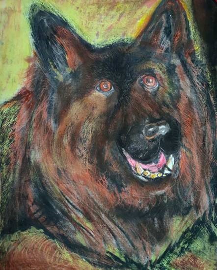 German Shepherd, painting by Peter Ronald