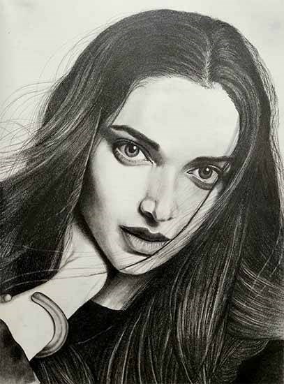 A sketch of Deepika Padukone, painting by Shweta Gupta
