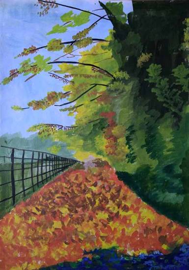 Painting  by Anitha More - Way full of leaves