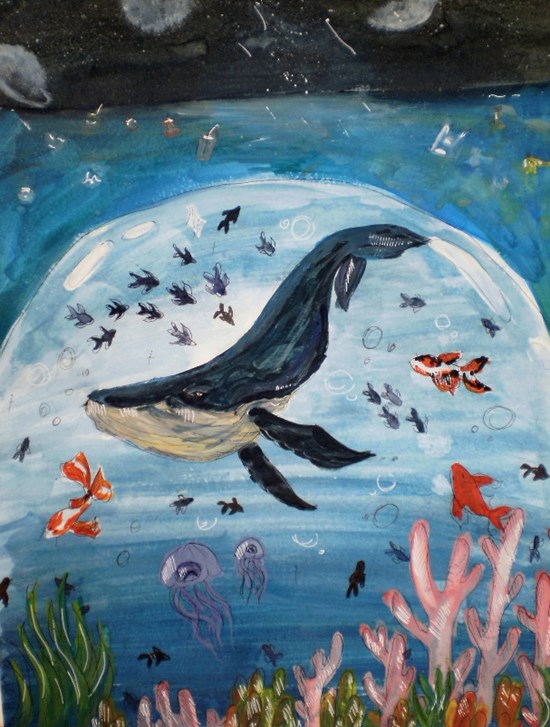 Marine life, painting by Iuliia Shakhmatova