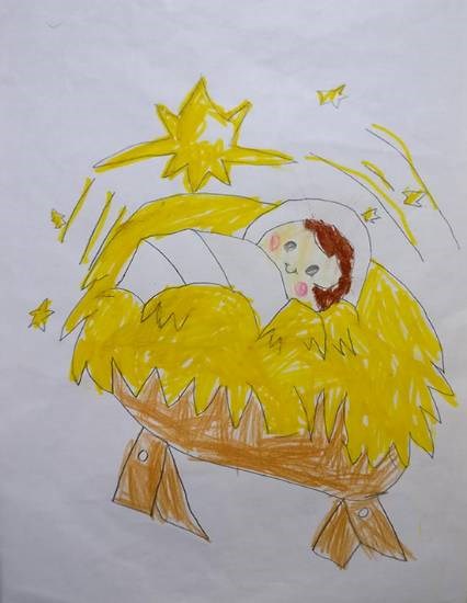 Birth of Jesus in Manger, painting by Nikitha Judith B