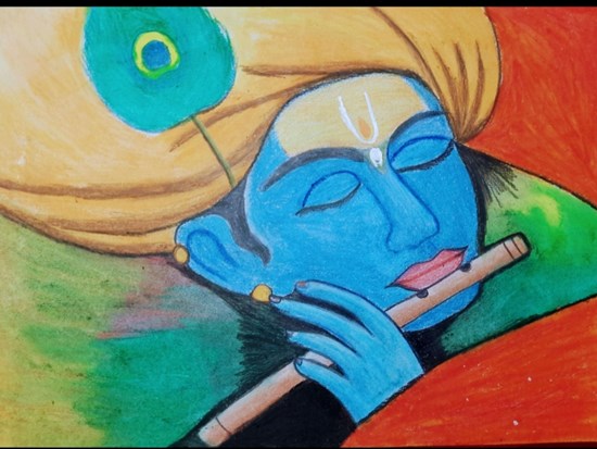 My lord Krishna, painting by V Shivani Medhashree