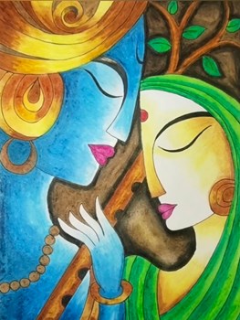 Radha Krishna, painting by V Shivani Medhashree