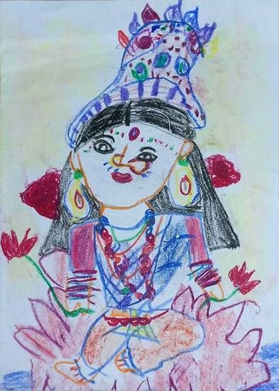Goddess Lakshmi, painting by Akshara Jain
