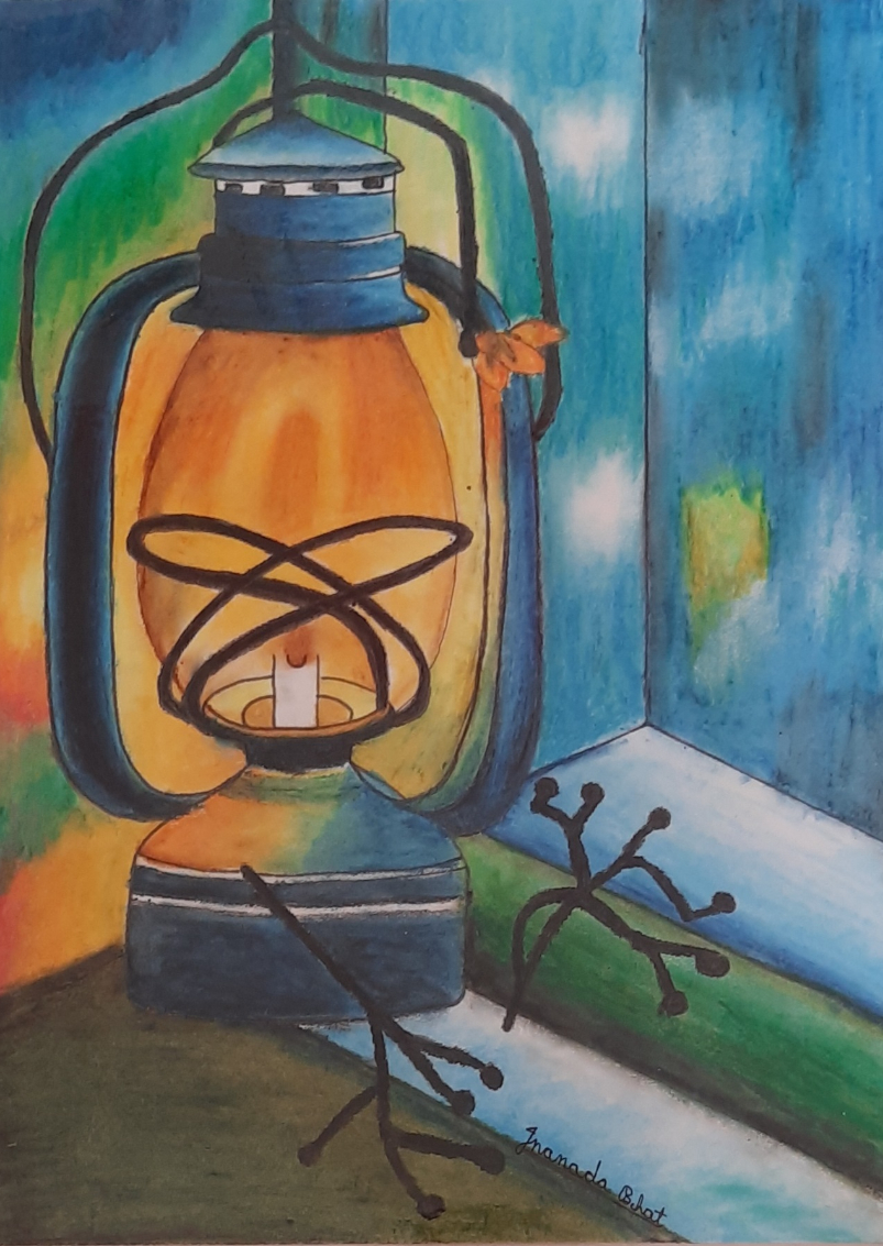 Painting  by Jnanada Bhat - Antique piece [Lantern]