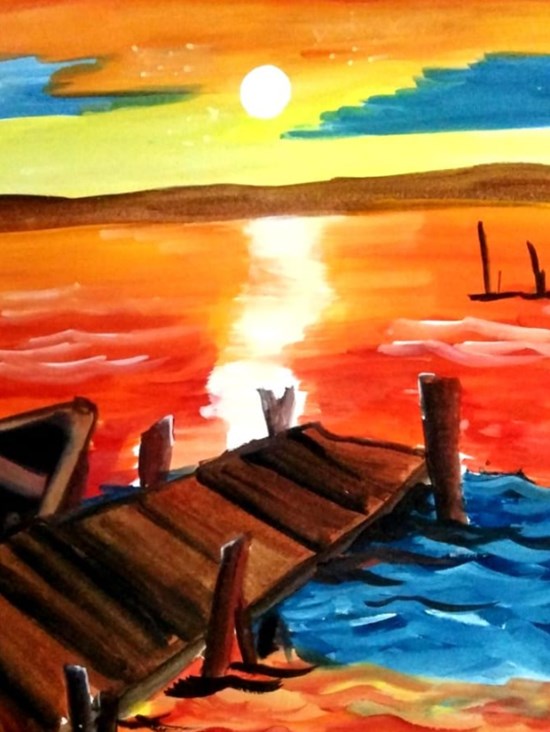 River side, painting by Bitan Bera