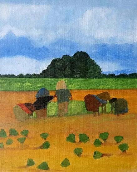 The Farmers, painting by Aiswaria A.K