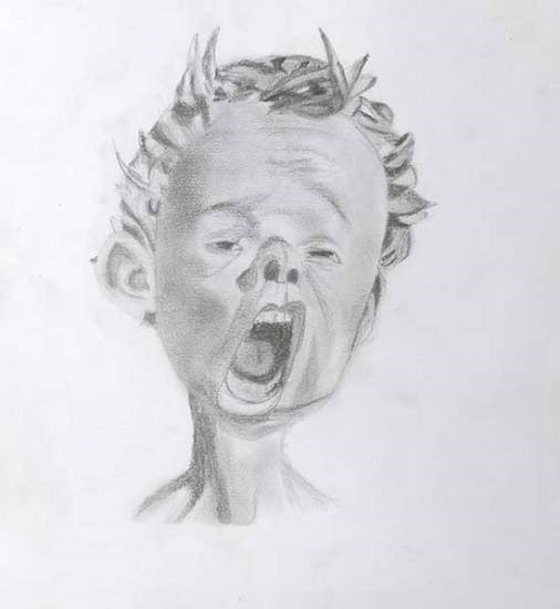 The Sleepy Boy, painting by Rajasee Kamat