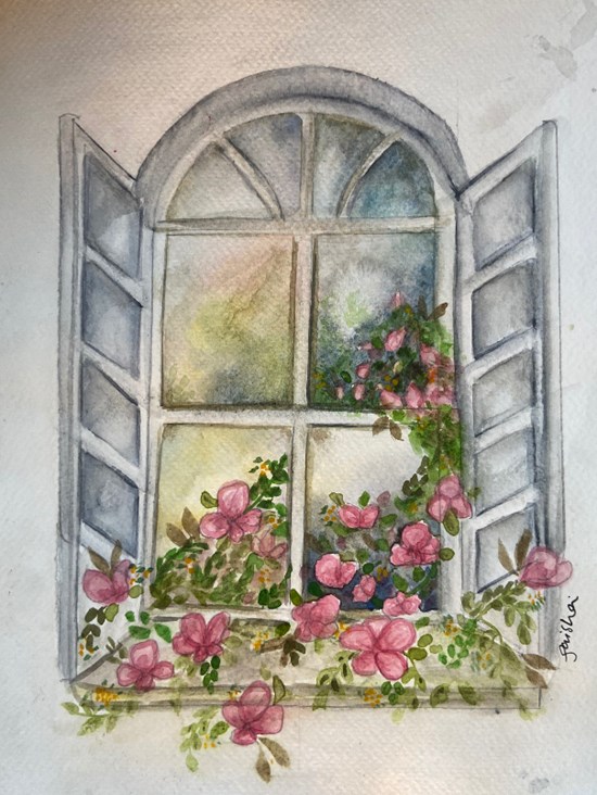 Aesthetic window, painting by Saisha Sikka