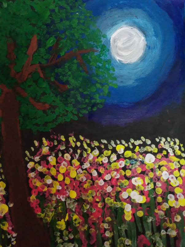 Painting  by Mohd Fazil Uddin - Full moon