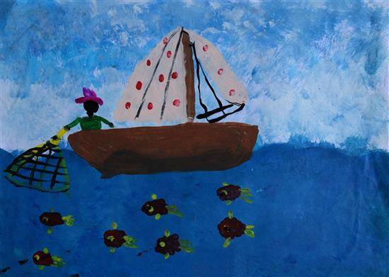 Painting  by Mohammed Fazil Uddin - Boat ride