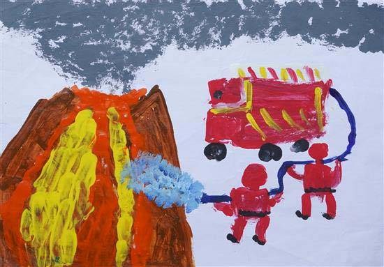 My fireman team, painting by Mohammed Fazil Uddin