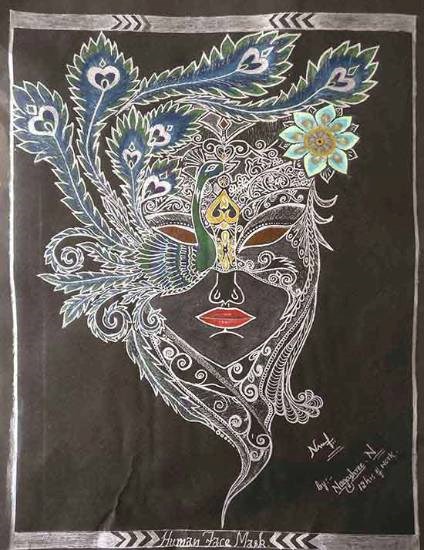 Human wearing face mask, painting by Nagashree N