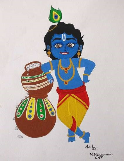 Our Little Krishna, painting by Meyyammai 