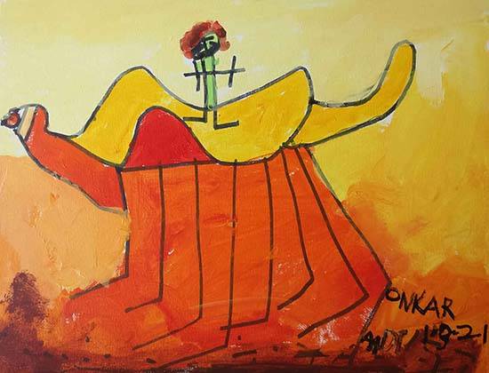 Painting  by Aadi Channe - My friend, Ranga the camel