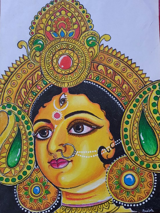 Maa Durga, painting by Sudipta Ghosh