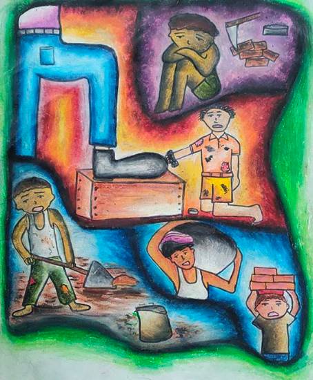 Painting  by Aastha Kaushik - Child Labour