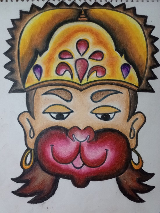 Lord Hanuman (Face), painting by Aastha Kaushik