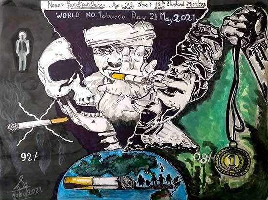 World No Tobacco Day - 31 May, painting by Sandipan Saha