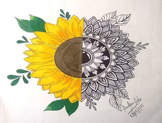 Sun flower Mandala, painting by Sandipan Saha
