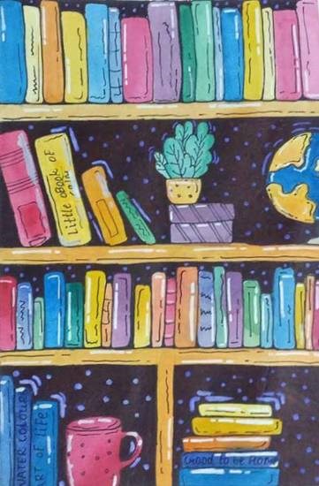 Book shelf, painting by Nirmitee Gaikwad