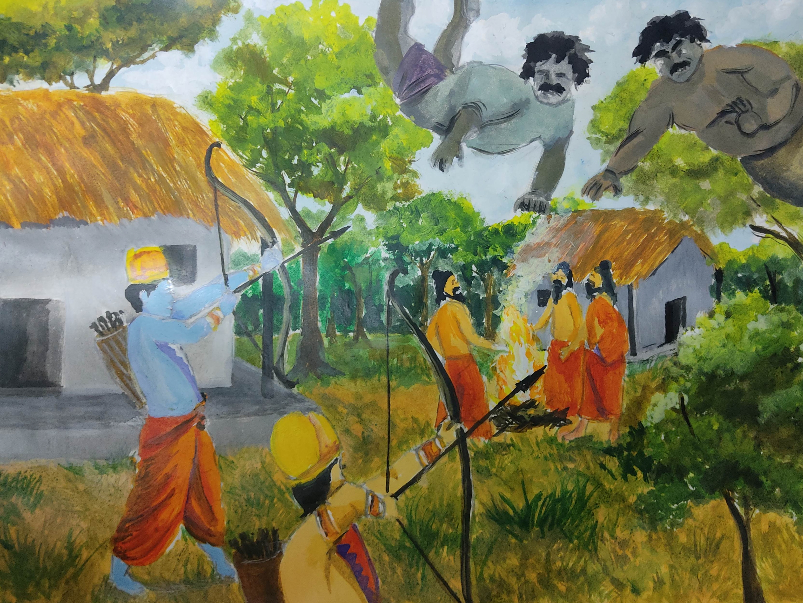 Painting  by Souhardya Talukdar - Scene from the Ramayana