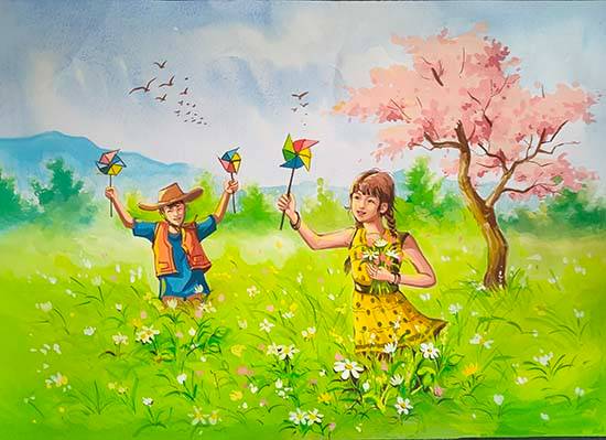 Painting  by Venish Keisham - Spring season