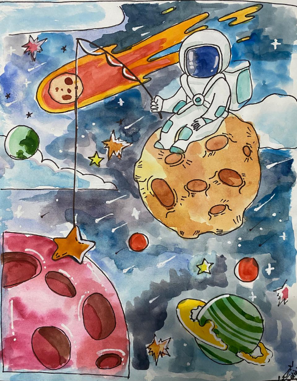 Painting  by Aditi Saxena - Flying in the Stars