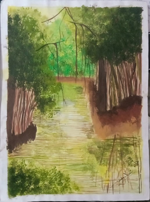 The beauty of reflection, painting by Pravinya Yadav