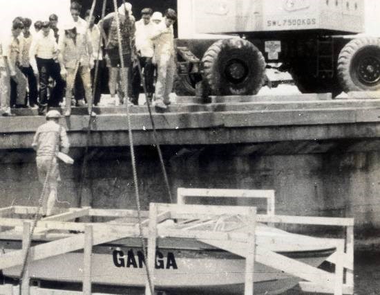 Unloading one of the fibreglass jet boats - 2, photograph by Prem Vaidya