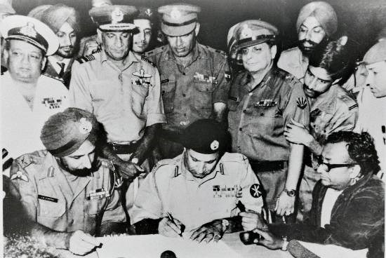 INSTRUMENT OF SURRENDER: Signing at Dacca, 16th December 1971, photograph by Prem Vaidya