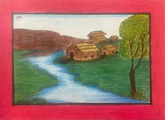 Riverside, painting by Shambhavi Singh