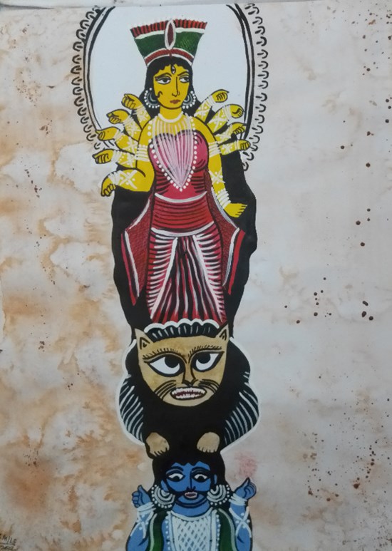 Durga Patachitra, painting by Soumil Mukherjee