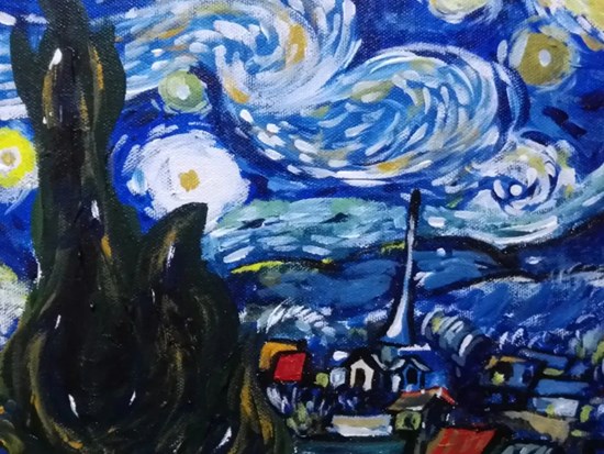 Acrylic Copy of Van Gogh's Starry Starry Night, painting by Soumil Mukherjee