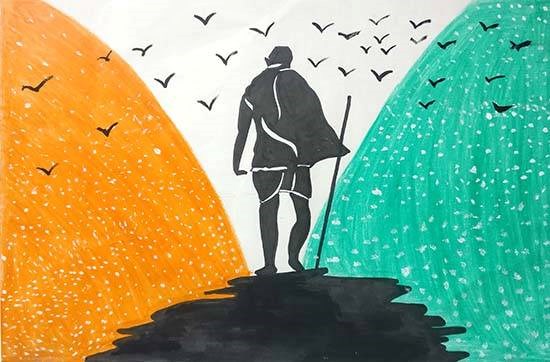 The journey of a thousand miles begins with one step, painting by Shreya Gupta