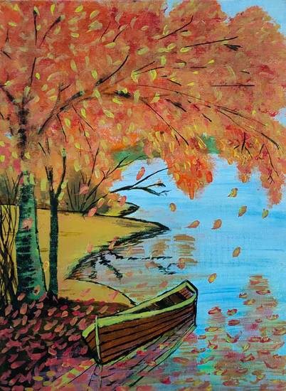 Autumn Season, painting by Asma Khatoon